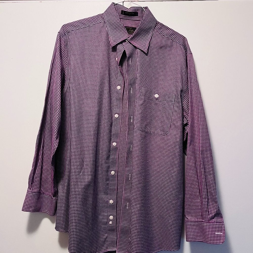 Orvis men's button dress shirt purple gingham size large